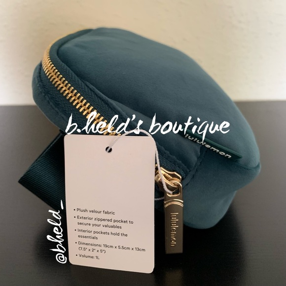 lululemon Everywhere Belt Bag *Velour in Green Jasper/Gold Zipper (1L) New NWT - Picture 4 of 15